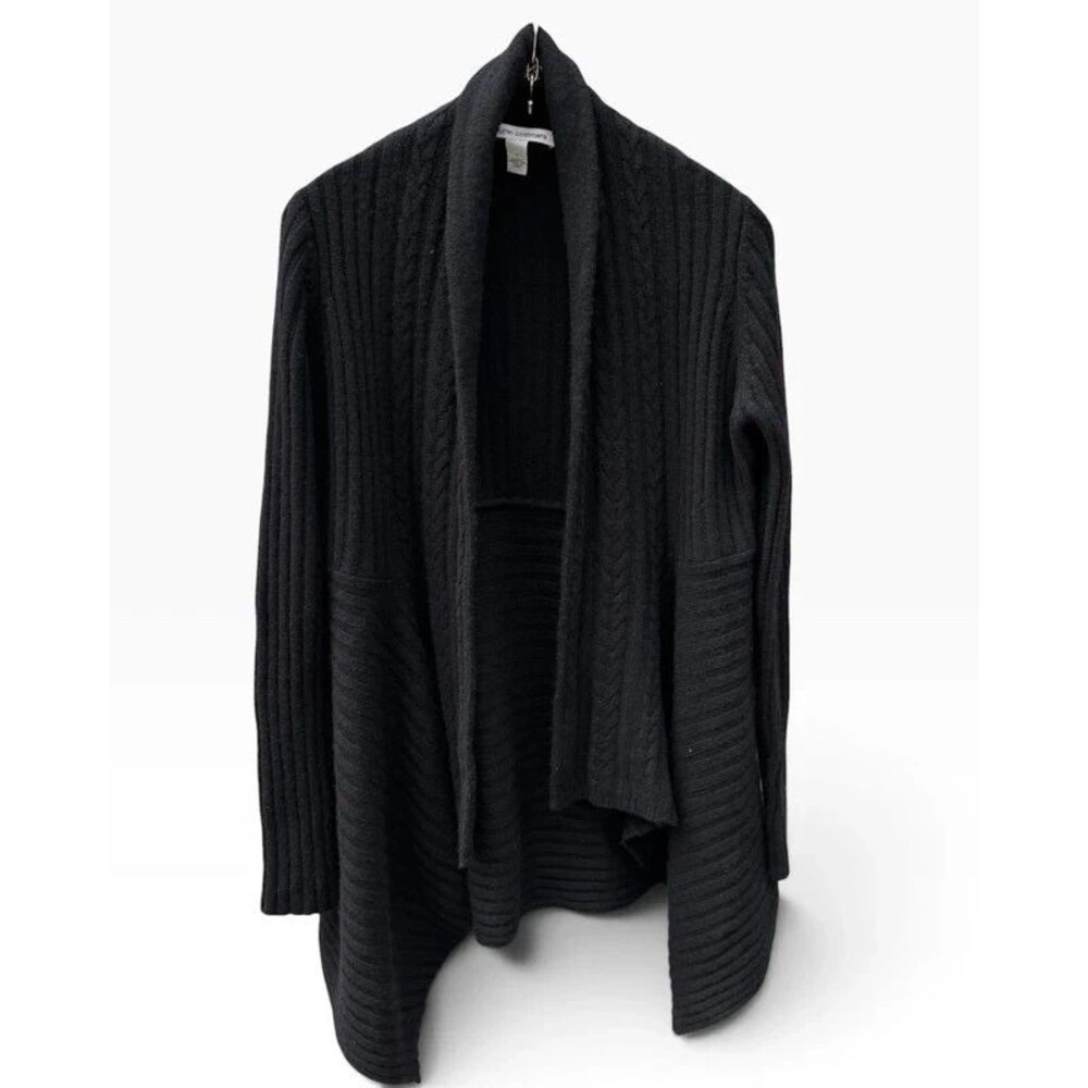 Minimalist Avant Garde Chic Autumn Cashmere Draped Cable Knit Cardigan - S
